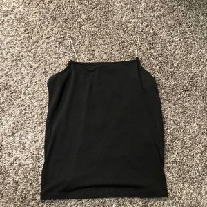 Black Tank Top with Jeweled Straps